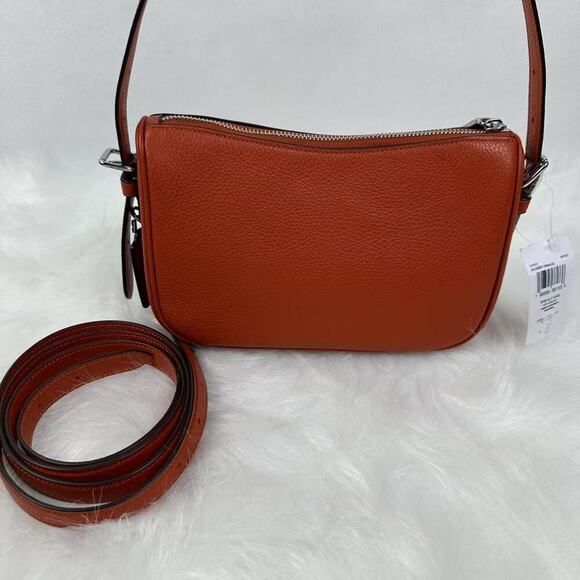 Coach Kailey Shoulder/Crossbody Bag In Leather/Silver/Deep Orange CY707 NWT - Picture 3 of 8